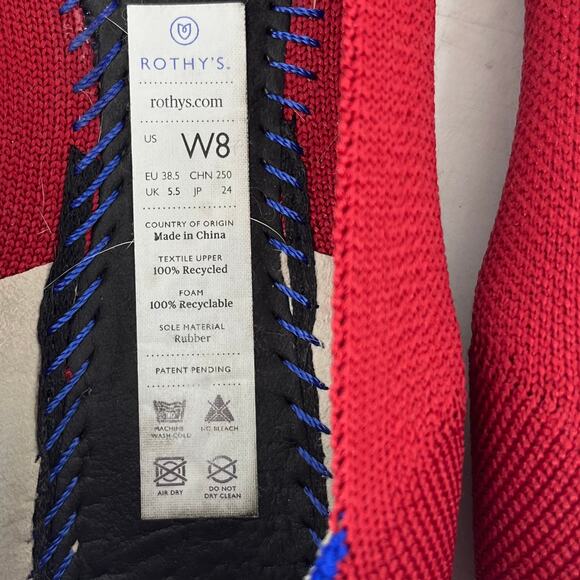 Rothy's Women's 8 The Point Pointed Chili Red Knit Slip On Ballet Flat Shoe - Picture 9 of 9